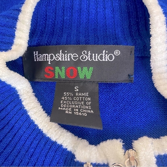 Hampshire Studio Snow Blue/White Ugly Christmas Sweater Vest Size S - Picture 6 of 6